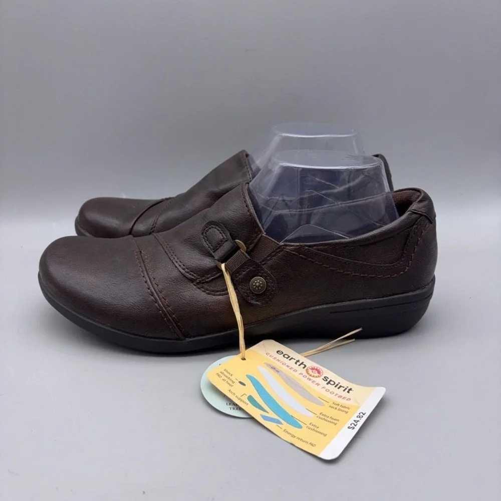 Earth Spirit Shoes Women 11 Brown Plain Cushioned Comfort Slip On Casual Loafers